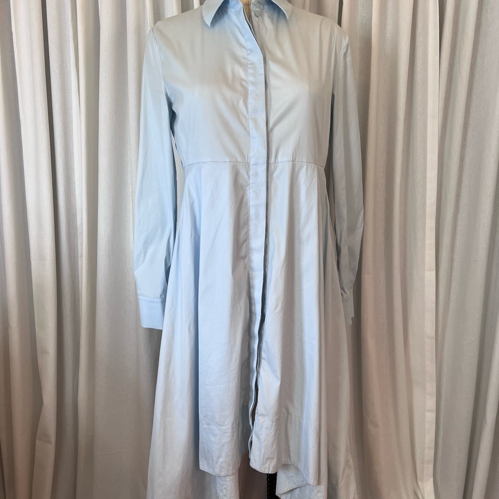 COS Light Blue Long Sleeve Hi Low cotton nylon Shirt Dress